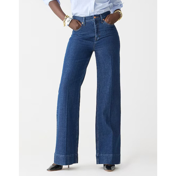 J. Crew Denim - J.Crew 2024 Denim Wide Leg Trouser Jeans High Rise BP479 Blue 32" Inseam Size 27